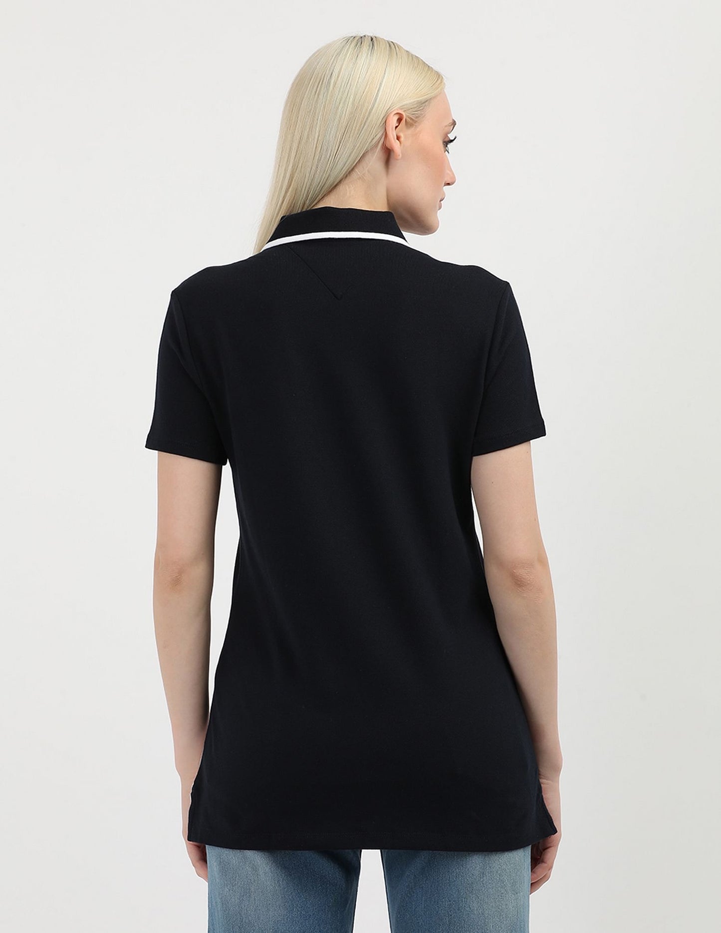 Camiseta de algodón con cuello Polo y bloques de color para mujer- Tommy Hilfiger