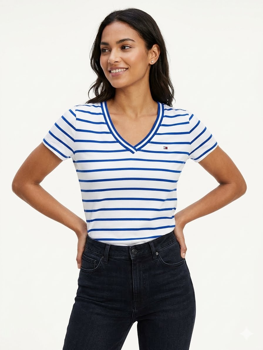 TOMMY HILFIGER V-Neck T-Shirt with Short Sleeves
