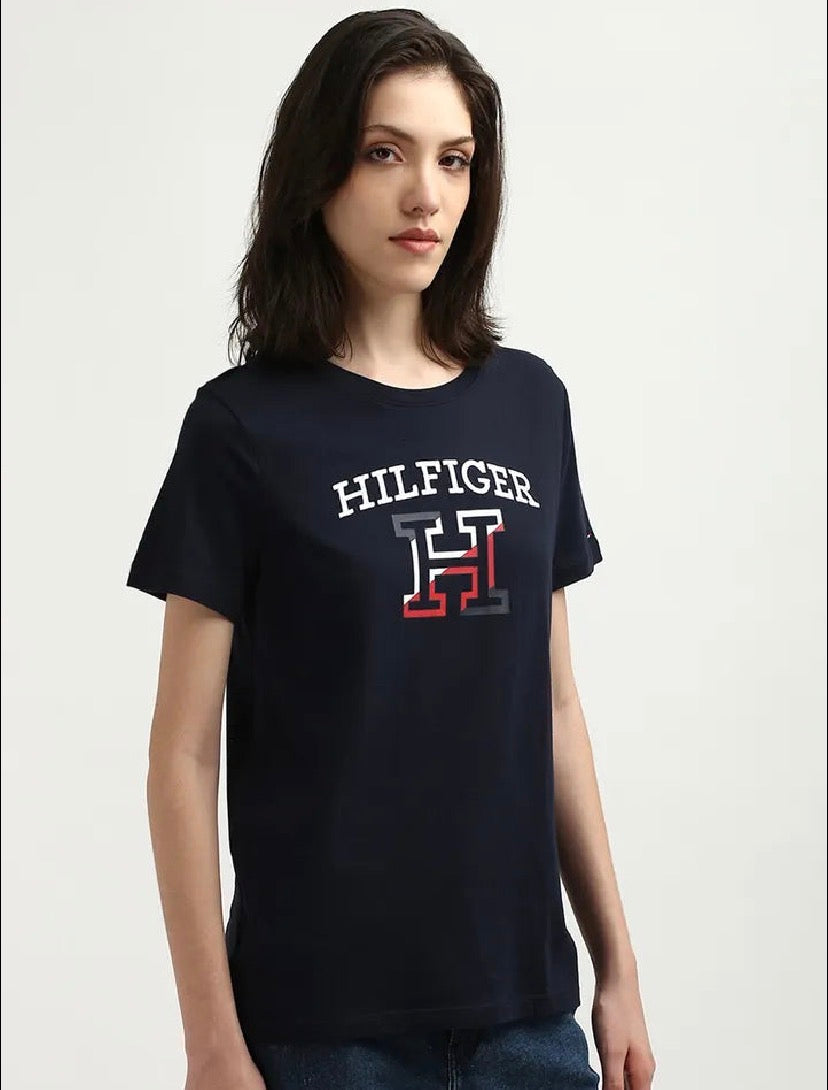 TOMMY HILFIGER- Women Typography Printed Applique T-Shirt