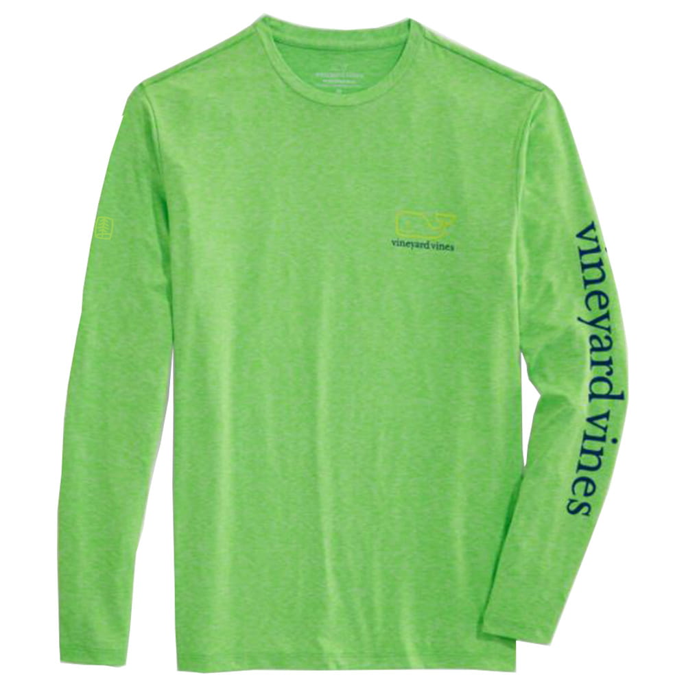 Vineyard Vines Men’s Long Sleeve Graphic Tee Vintage Whale Performance Green Gecko Tejeda