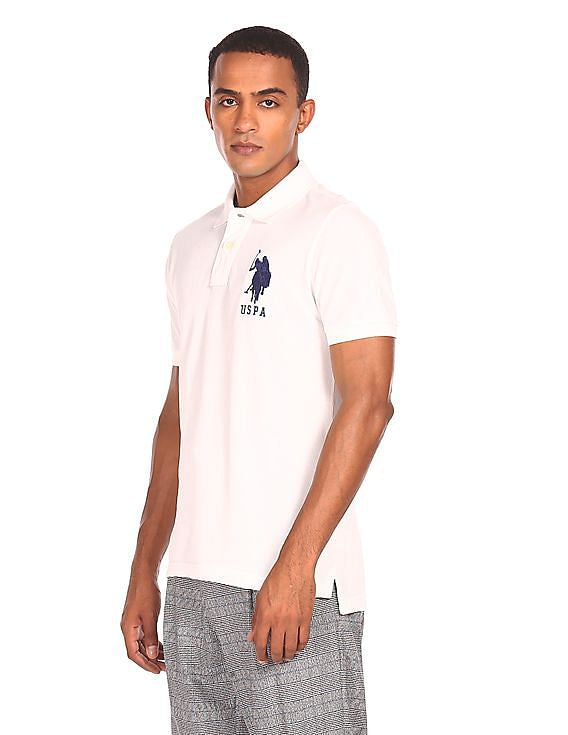 U.S. Polo Assn. Men's Short-Sleeve Polo Shirt with Applique, Casual Summer Slim Fit Polo Shirt With Contrast Color