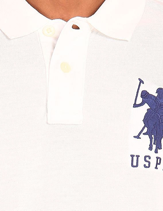 U.S. Polo Assn. Men's Short-Sleeve Polo Shirt with Applique, Casual Summer Slim Fit Polo Shirt With Contrast Color