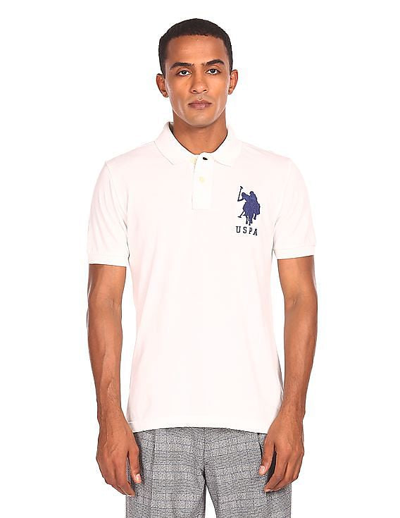 U.S. Polo Assn. Men's Short-Sleeve Polo Shirt with Applique, Casual Summer Slim Fit Polo Shirt With Contrast Color
