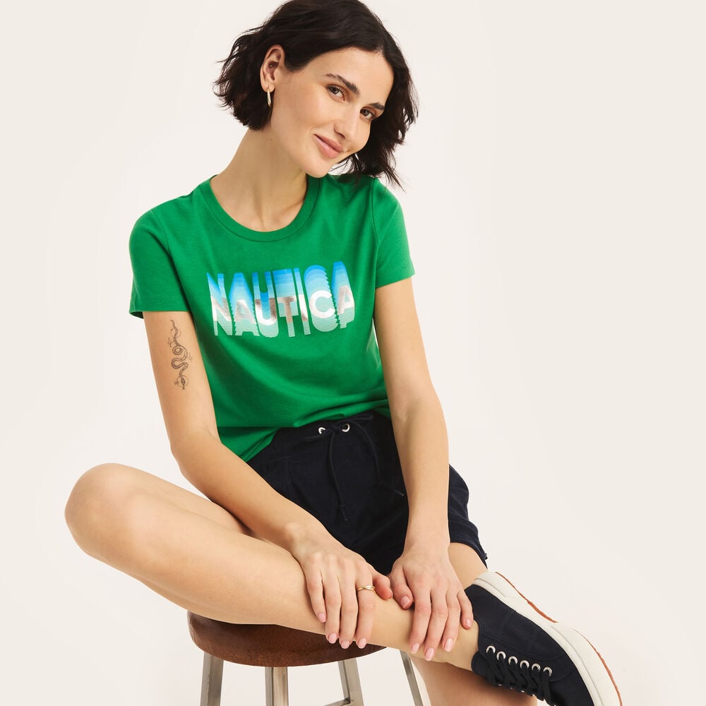 Náutica-camiseta con gráfico de logotipo laminado