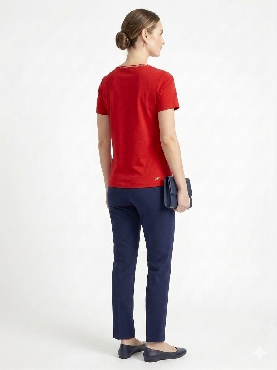 ANNE KLEIN-Short-sleeved T-shirt or blouse in intense red