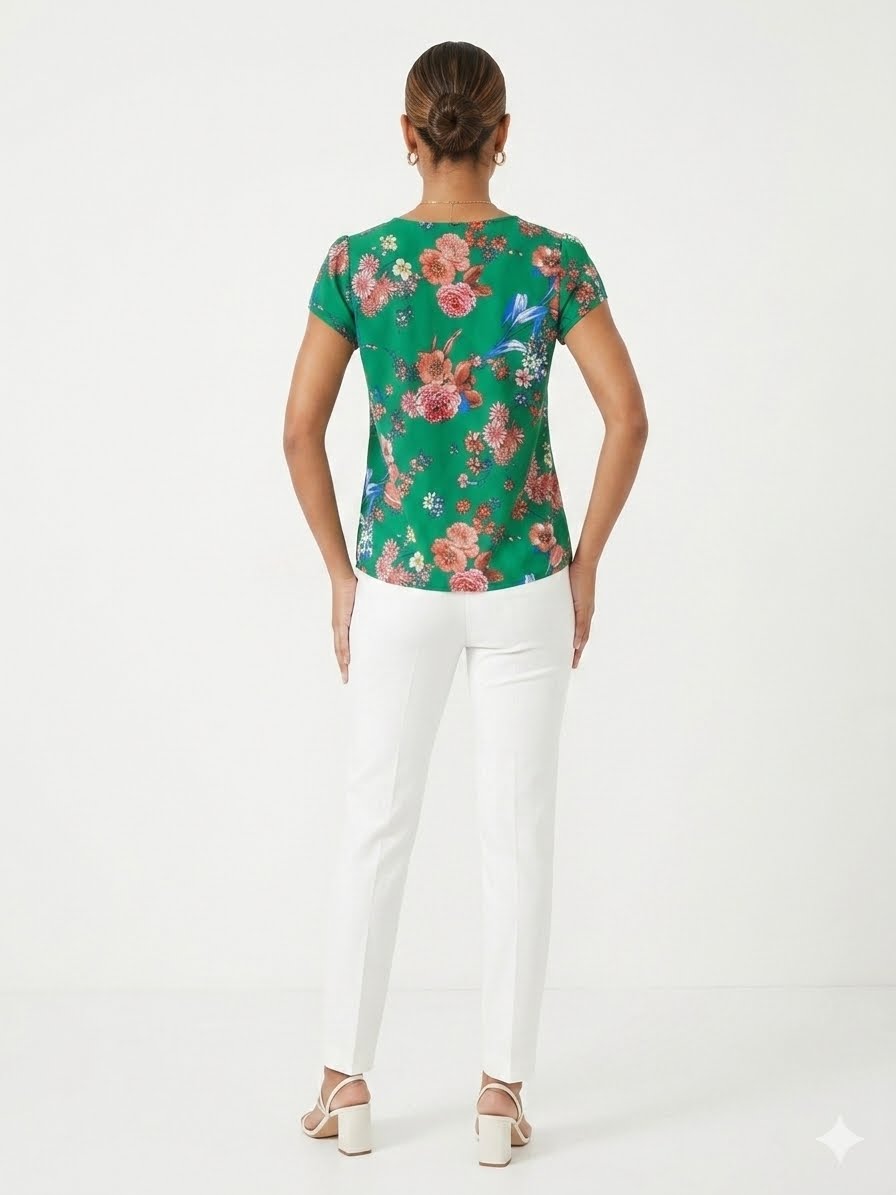 A.U.W-Green blouse with floral print from the brand A.U.W. (Secret Charm),