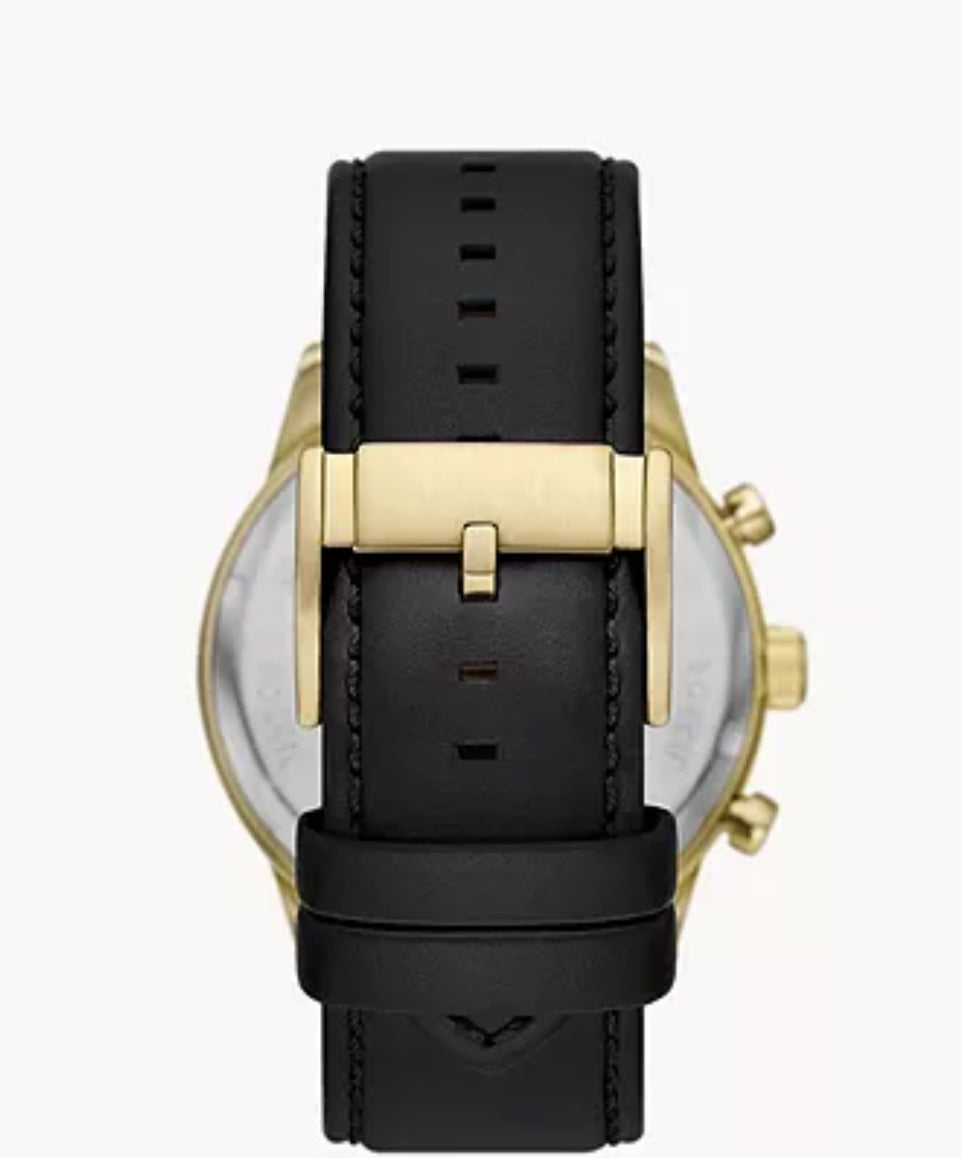 Fossil Flynn Chronograph Black Leather Watched