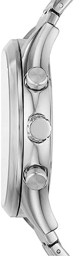 FOSSIL Flynn Mens Multifunction Watch White Dial Day Date Moon Sun Silver Steel