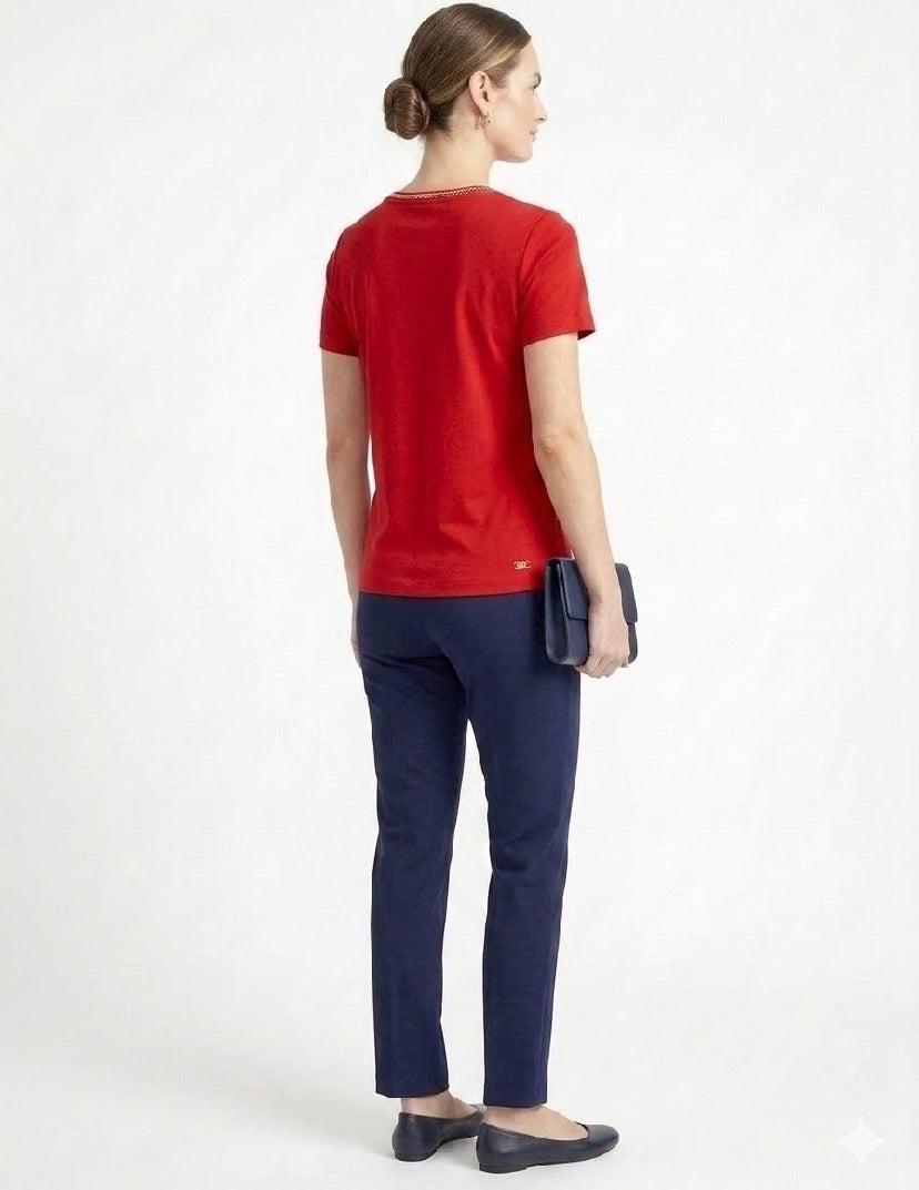 ANNE KLEIN-Short-sleeved T-shirt or blouse in intense red