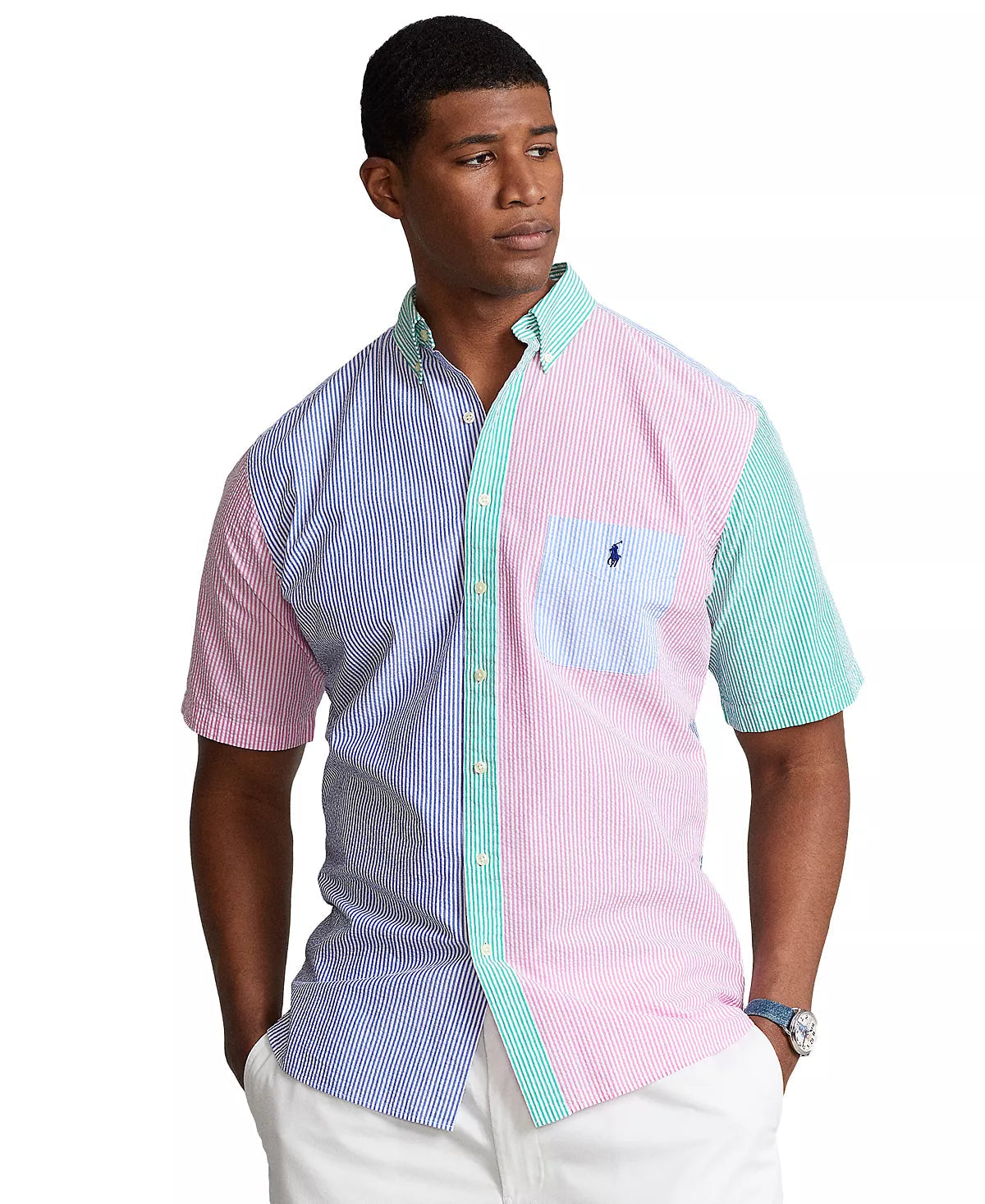 Ralph Lauren Men's Big & Tall RL Prepster Seersucker Fun Shirt