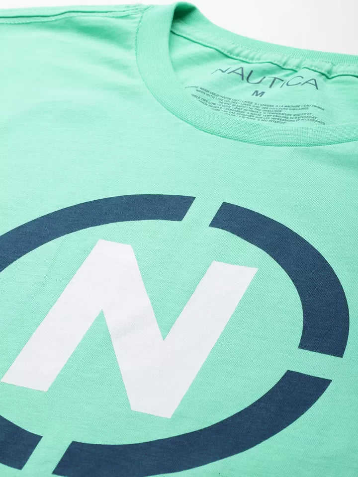 Nautica Brand Logo Printed Pure Cotton T-Shirt