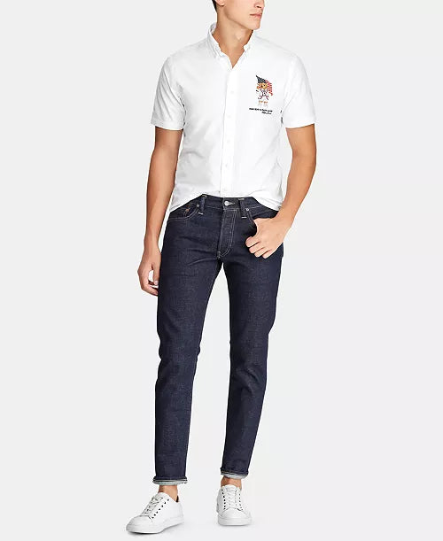 Polo Ralph Lauren Mens Classic Bear USA Flag Oxford Shirt