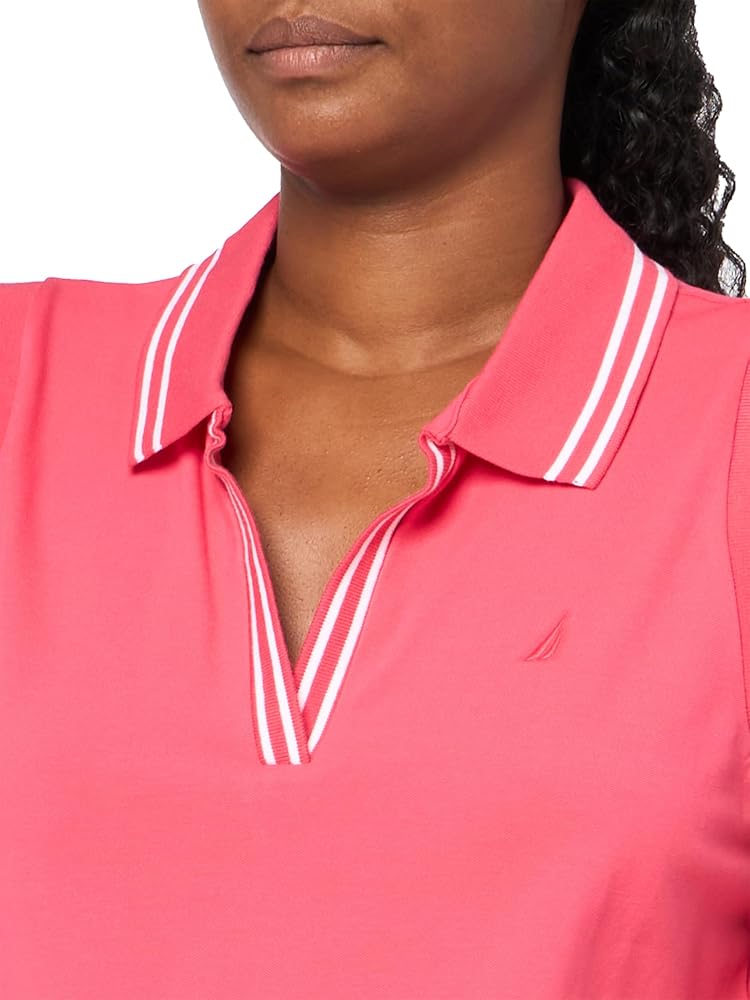 Nautica Polo liso sin mangas con cuello Johnny para mujer