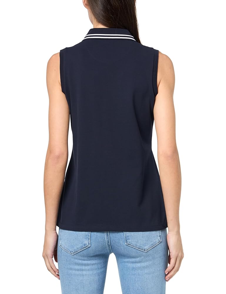 Nautica Polo liso sin mangas con cuello Johnny para mujer