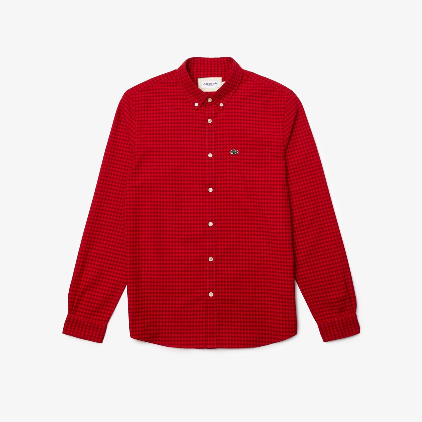 Lacoste Men's Long Sleeve Plaid Slim Fit Poplin Shirt