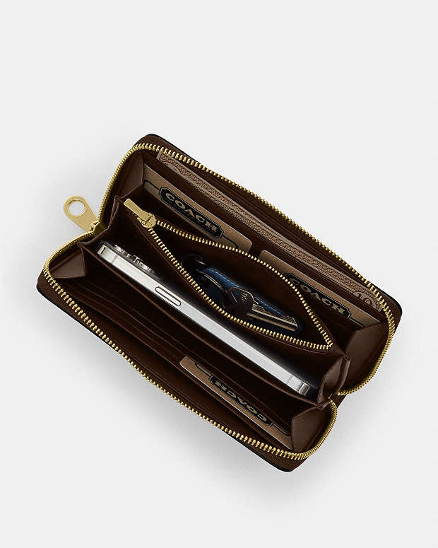 Coach Signature Canvas Long Zip Around Wallet