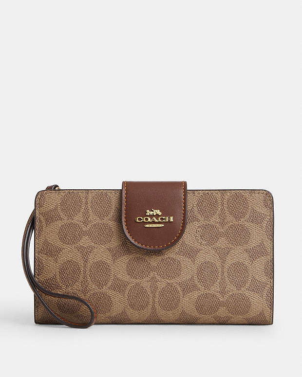 Coach Phone Wallet In Signature Canvas
