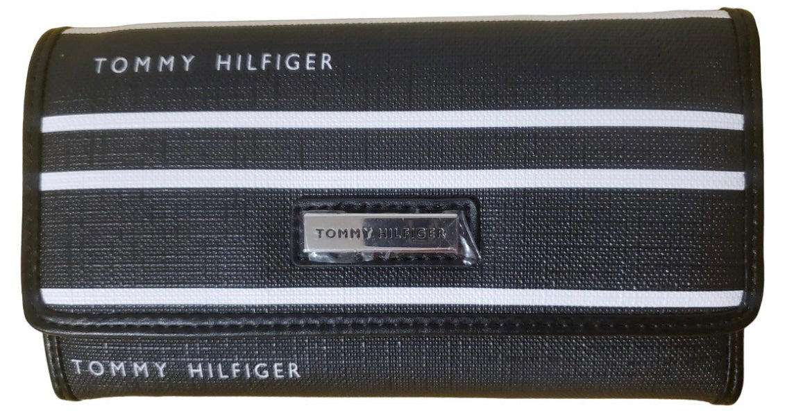 Tommy Hilfiger Women's Logo Striped Checkbook Wallet Clutch