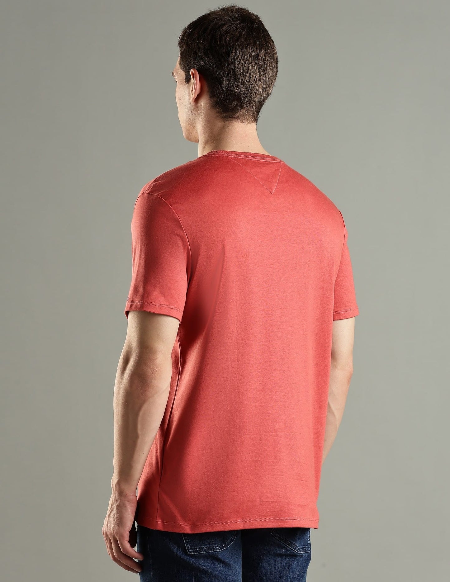 Tommy Hilfiger Red Cotton Regular Fit Logo Printed T-Shirt
