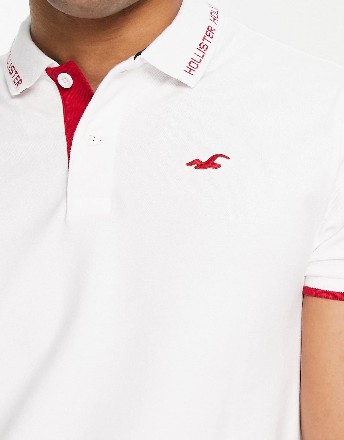 Hollister varsity logo tipping pique polo