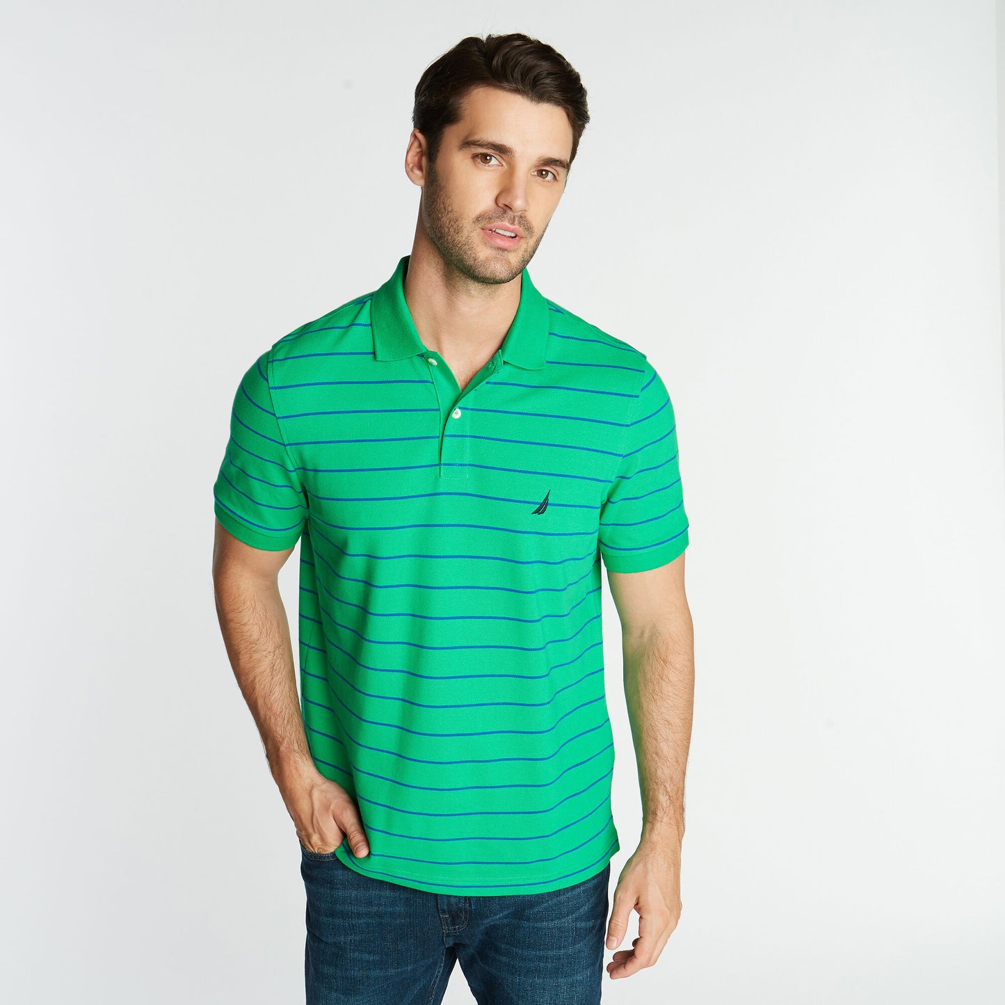 Nautica Classic Fit Striped Deck Polo