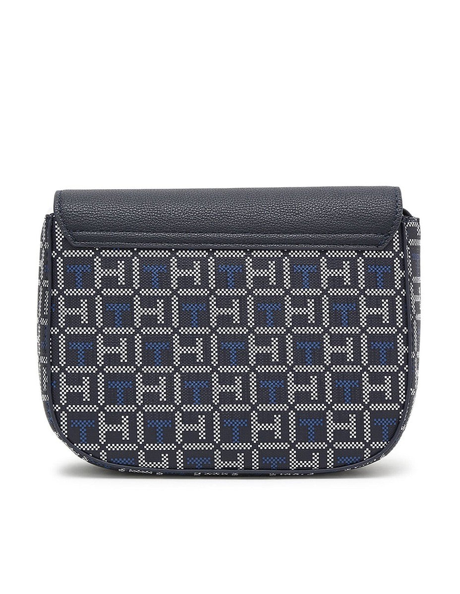 Tommy Hilfiger Women’s Crossbody Saddle Bag – Navy Monogram Print