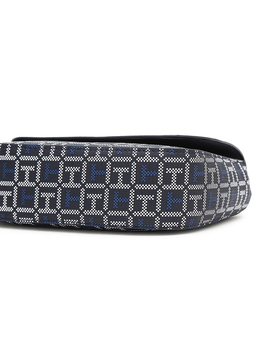 Tommy Hilfiger Women’s Crossbody Saddle Bag – Navy Monogram Print