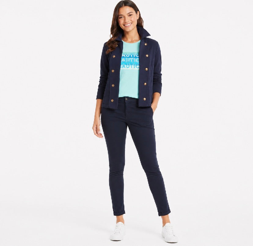 Nautica Women's Open-Front Captain's Jacket in Night Sky T-Shirt