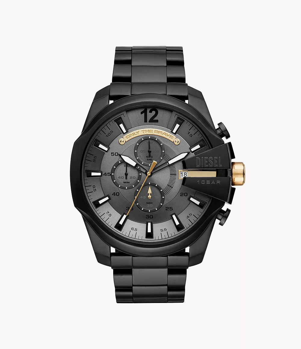 Diesel Men's Mega Chief Chronograph Black Stainless Steel Watch