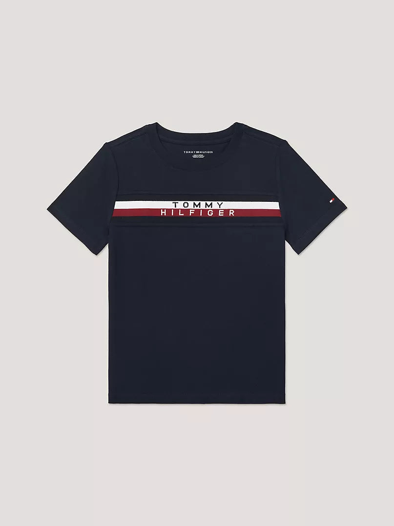 Tommy Hilfiger Kids' Ribbed Stripe Logo T-Shirt