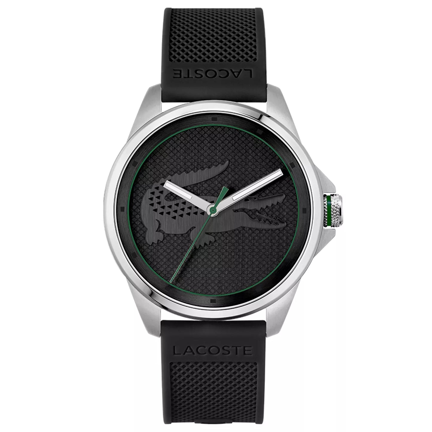LACOSTE-Lacoste Le Croc - Reloj de cuarzo para hombre, acero inoxidable y correa de silicona, color negro (modelo: 2011156), Negro -, Hombres
