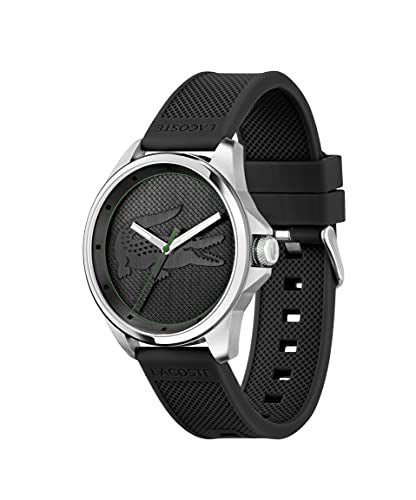 LACOSTE-Lacoste Le Croc - Reloj de cuarzo para hombre, acero inoxidable y correa de silicona, color negro (modelo: 2011156), Negro -, Hombres