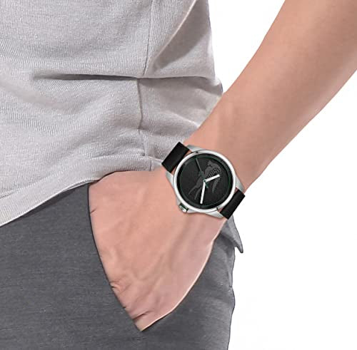 LACOSTE-Lacoste Le Croc - Reloj de cuarzo para hombre, acero inoxidable y correa de silicona, color negro (modelo: 2011156), Negro -, Hombres