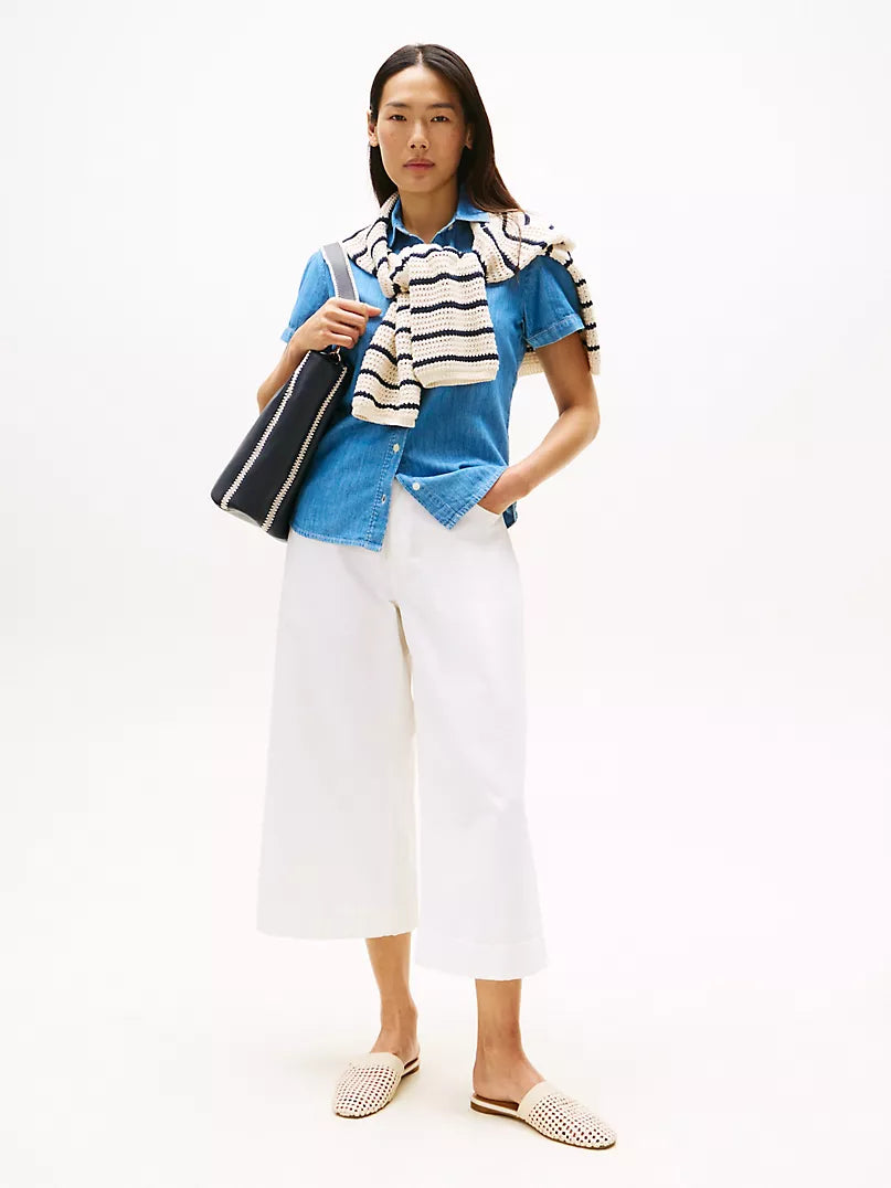 Tommy Hilfiger-Chambray Puff-Sleeve Shirt