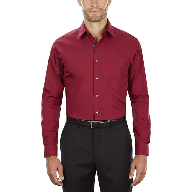 Van Heusen Mens Dress Shirt Fitted Poplin Solid Shirt