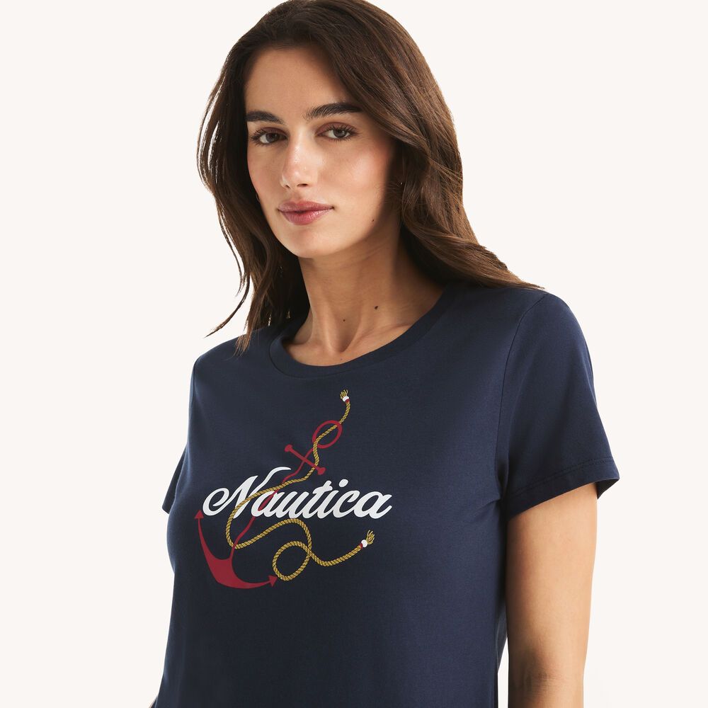 Náutica glitter anchor knot graphic t-shirt Women's