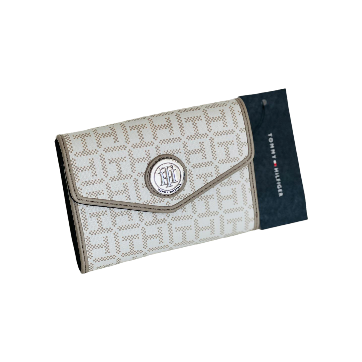 Tommy Hilfiger Small Wallet Clutch White Taupe