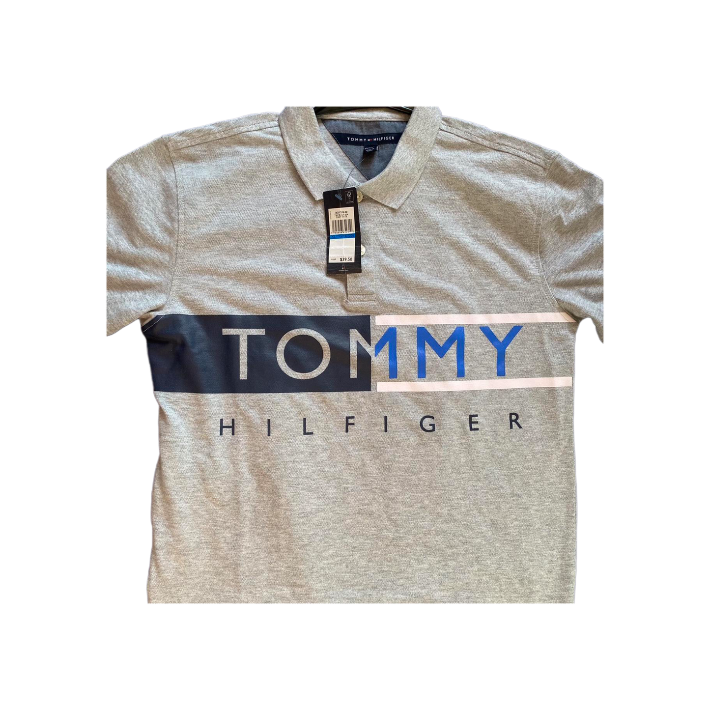 Tommy Hilfiger Men's Grey and White Polo-shirts