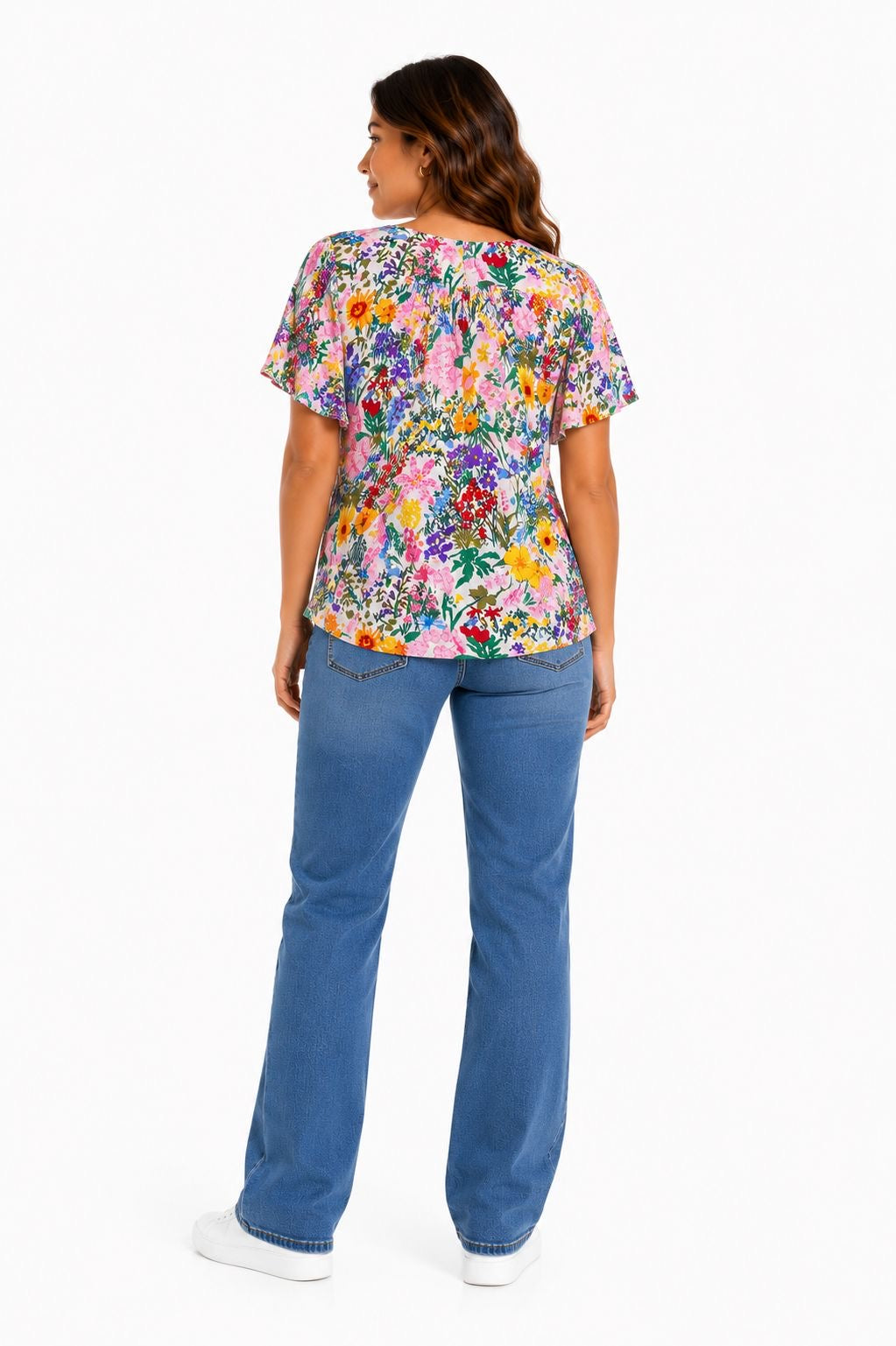 CYNTHIA ROWLEY-Short-sleeved blouse with multicolor floral print