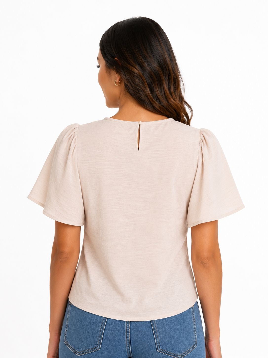 Adrianna Papell brand blouse in a textured beige or pale pink tone