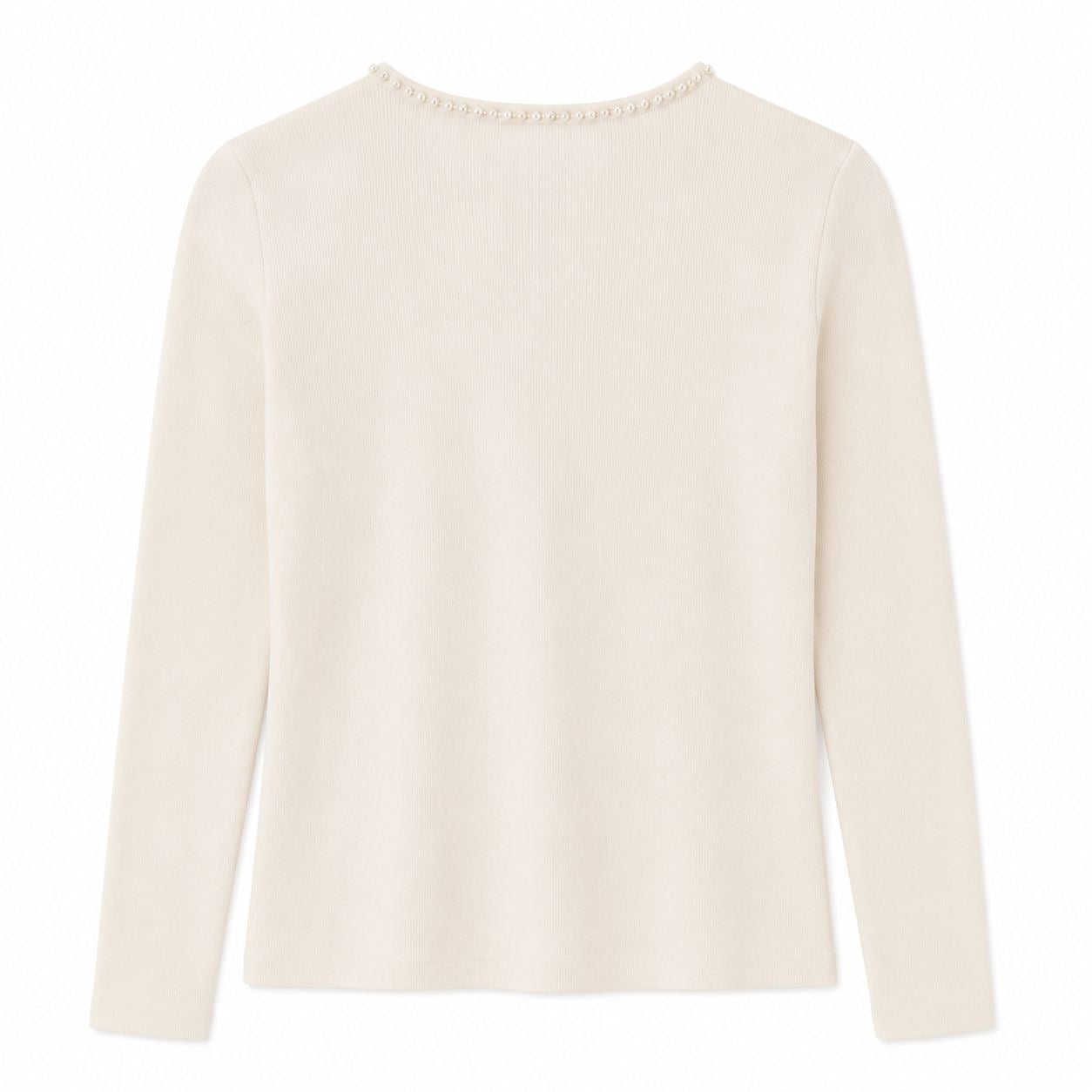 LIV MILANO-Ribbed knit blouse with pearl details