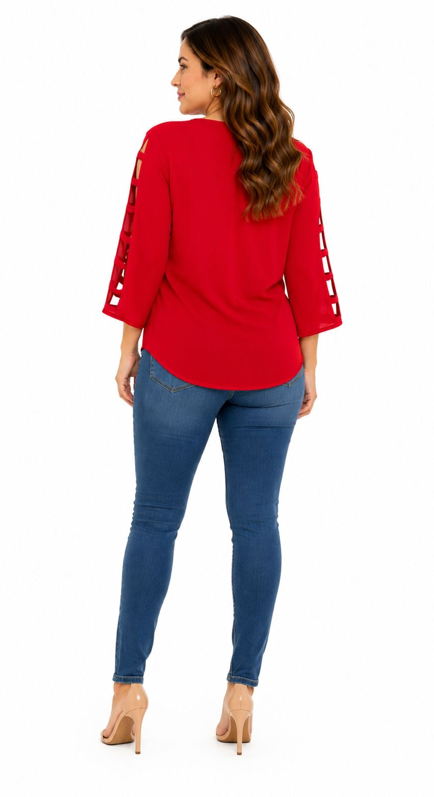 CATHY-Loose cut blouse in bright red