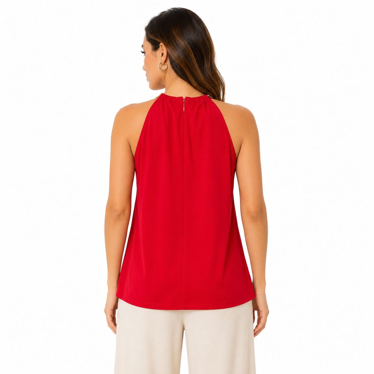 Michael Kors blouse is a red t-shirt with a halter collar Women’s