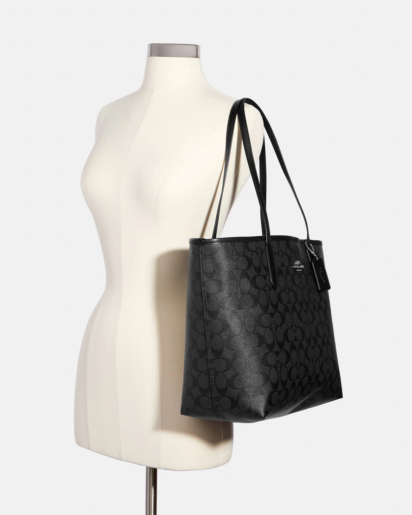 Coach Medium Signature Coated Canvas Leather City Tote Shoulder Bag