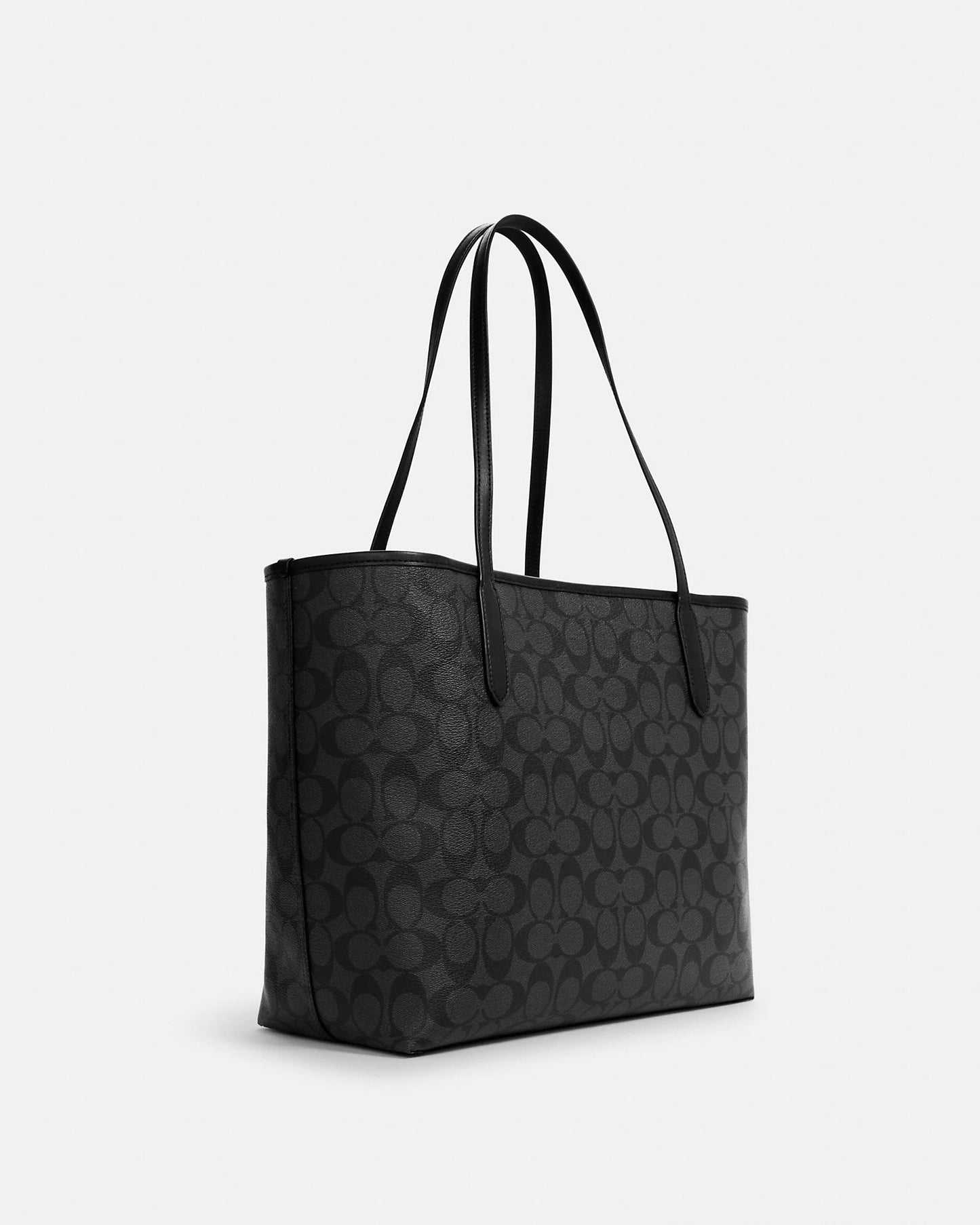 Coach Medium Signature Coated Canvas Leather City Tote Shoulder Bag