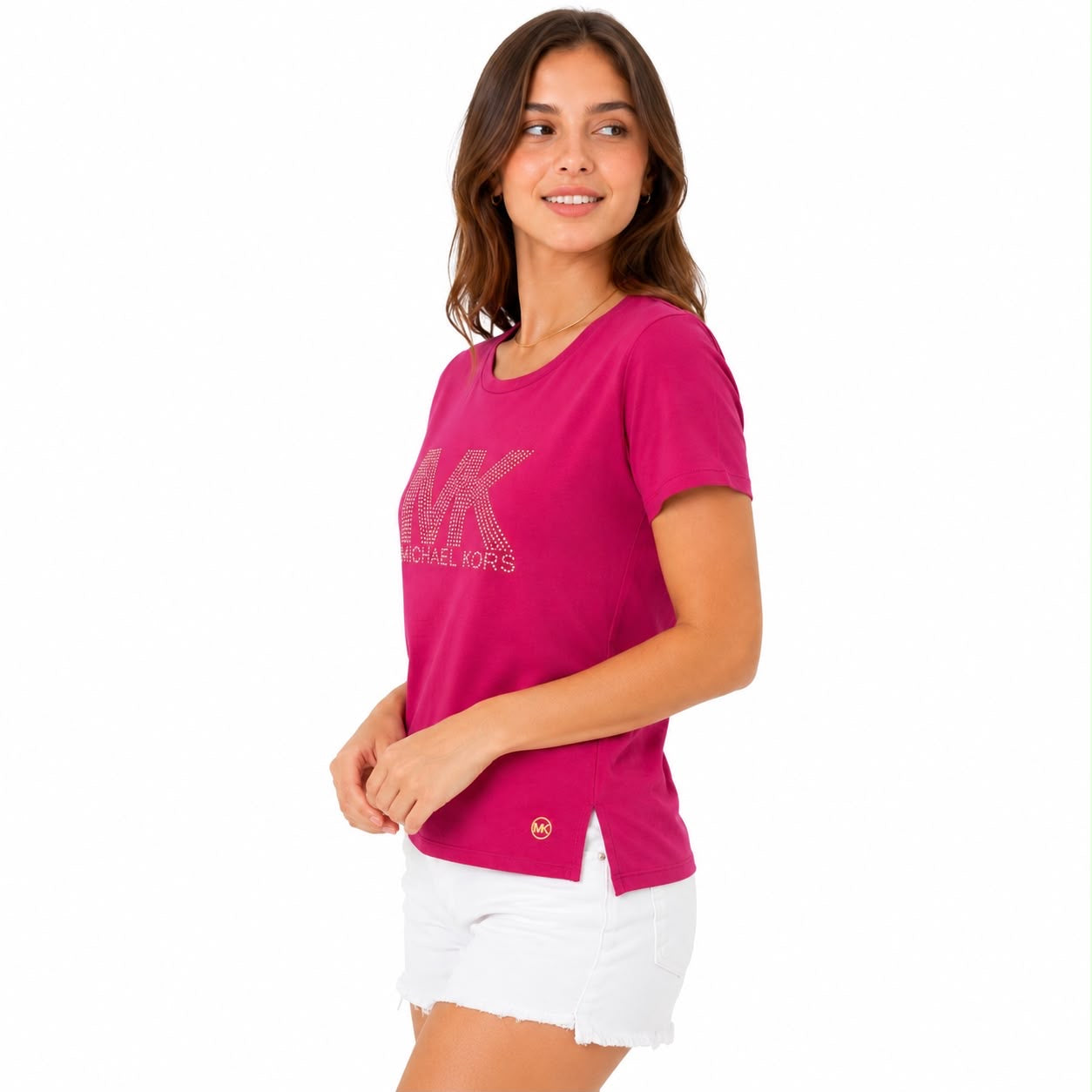 Michael Kors Womens MK Logo Short Sleeve T Shirt