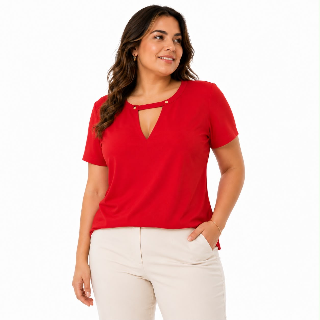 Michael Kors Women's Keyhole Crepe Blouse