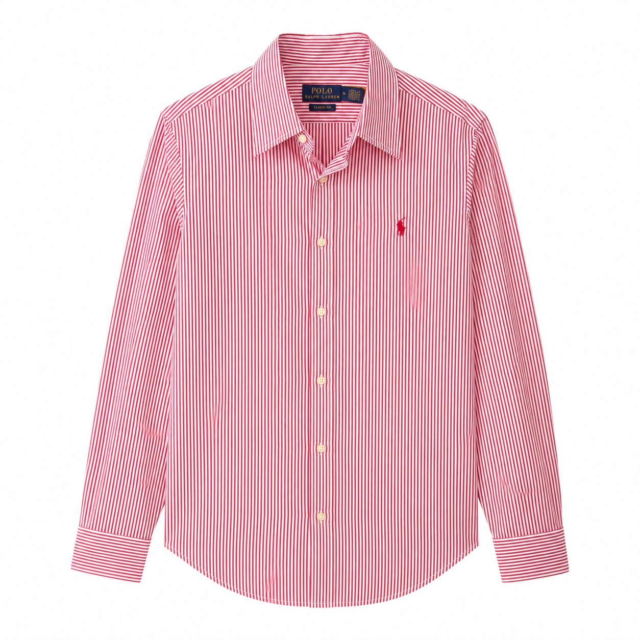 Polo Ralph Lauren shirt features a red and white vertical stripe pattern