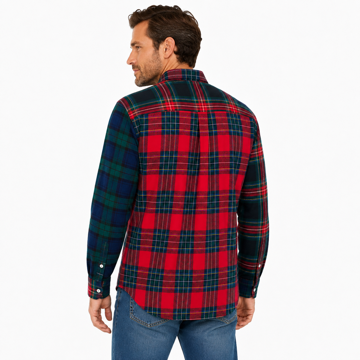 Vineyard Vines Button shirt with a patchwork check design
