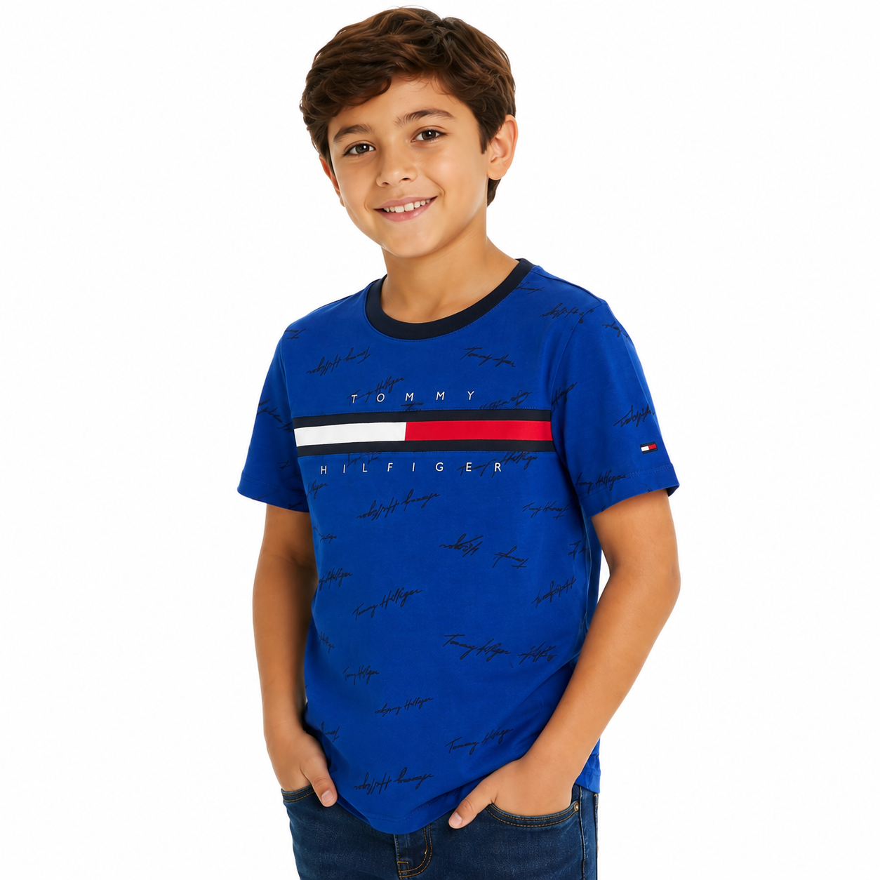 Tommy Hilfiger Kids' Signature Flag Stripe Logo T-Shirt